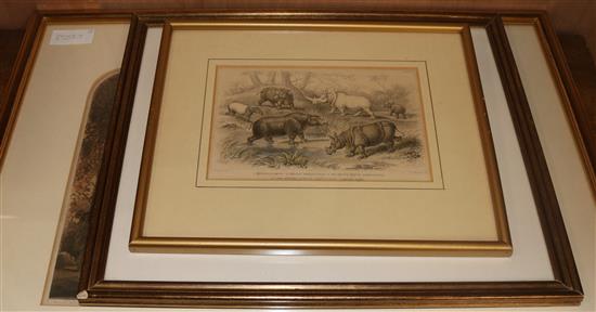 E.F. Watson, lithograph, Lea Castle, Worcestershire, 28 x 43cm and two other pictures